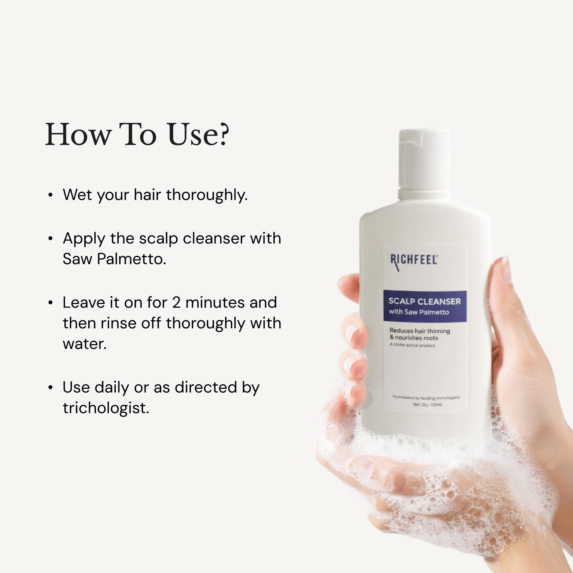 RICHFEEL Scalp Cleanser with Saw Palmetto | Premium Anti-Hair Fall & DHT Blocker Shampoo  (Pack of 2)